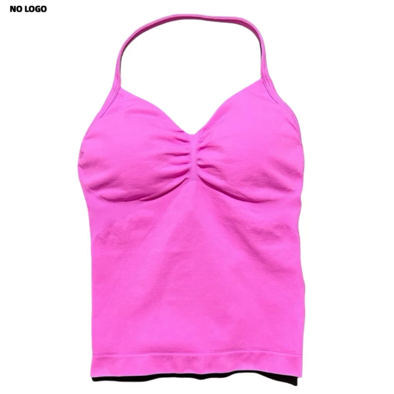 Women Longline Strappy Fitness Tank Top – Open Back Yoga Gym Bra