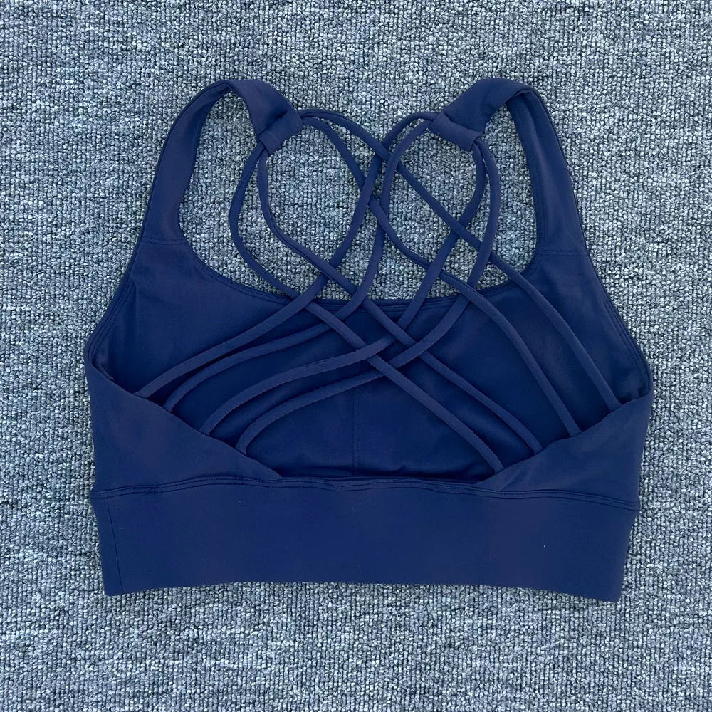 Women’s Push-Up Cross Back Sports Bra – Shockproof Gym & Yoga Workout Crop Top