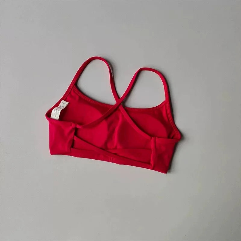 Women Cross Back Shockproof Sports Bra Sexy Gathered Gym & Yoga Top