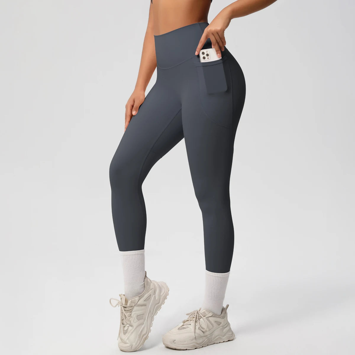 Women High Waist Push-Up Leggings Stretch Yoga Pants with Pockets