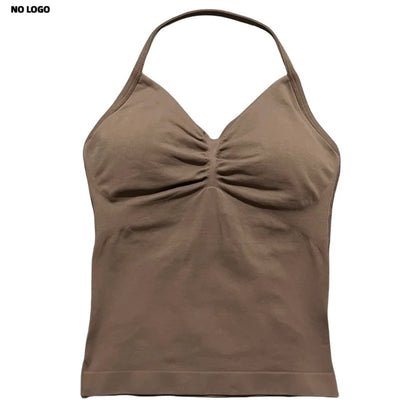 Women Longline Strappy Fitness Tank Top – Open Back Yoga Gym Bra