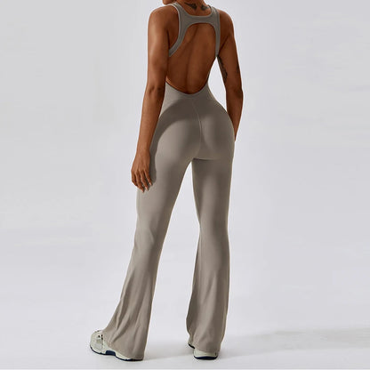 Women V-Back Gym Jumpsuit Stretch Fitness Yoga Romper