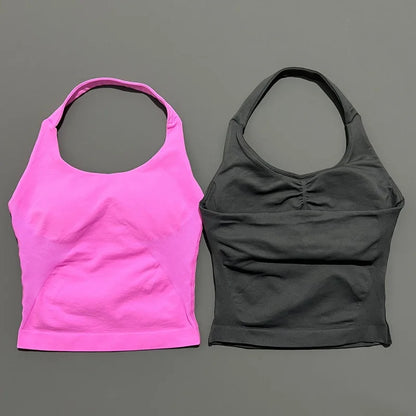Impact Seamless Halter Tank Top Women Built-in Bra Yoga & Gym Top