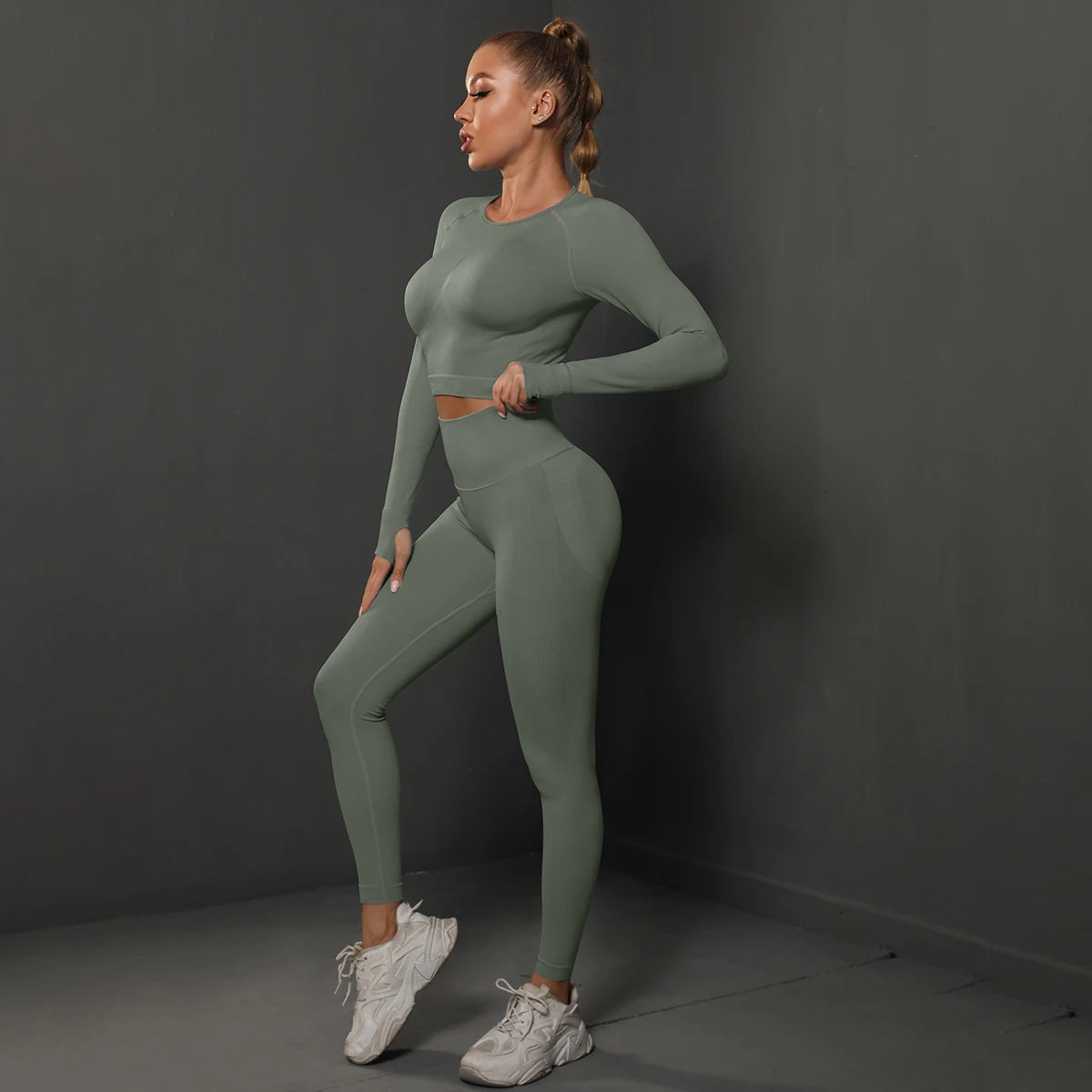 Seamless Yoga Set Crop Top High Waist Leggings Set