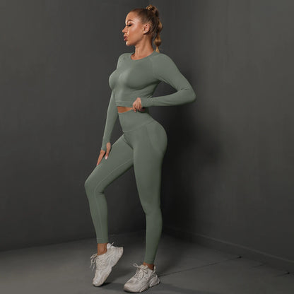 Seamless Yoga Set Crop Top High Waist Leggings Set