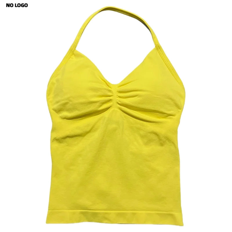 Women Longline Strappy Fitness Tank Top – Open Back Yoga Gym Bra