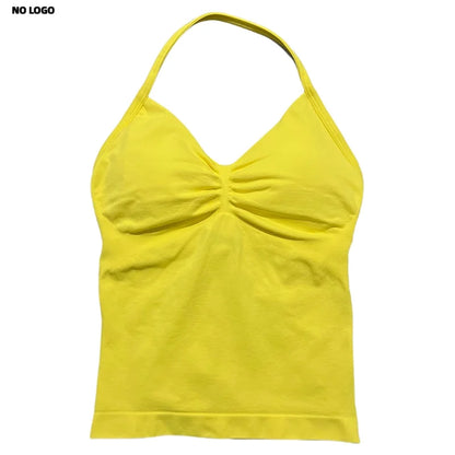 Women Longline Strappy Fitness Tank Top – Open Back Yoga Gym Bra