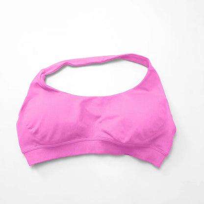 Impact Seamless Halter Sports Bra – Women High Support Open Back Gym Top
