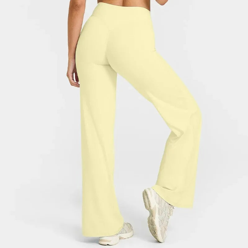 Women Butter Soft Straight-Leg Yoga Pants Mid Waist Gym Trousers