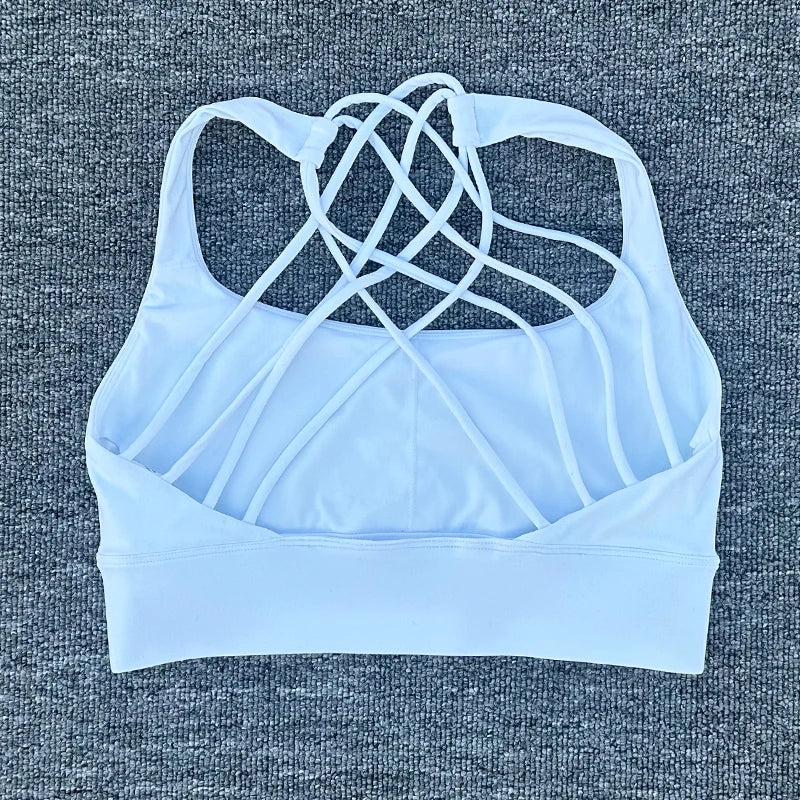 Women’s Push-Up Cross Back Sports Bra – Shockproof Gym & Yoga Workout Crop Top