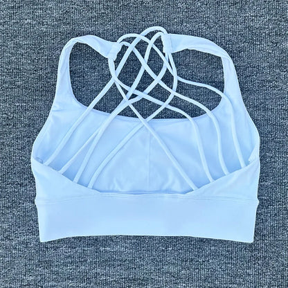 Women’s Push-Up Cross Back Sports Bra – Shockproof Gym & Yoga Workout Crop Top