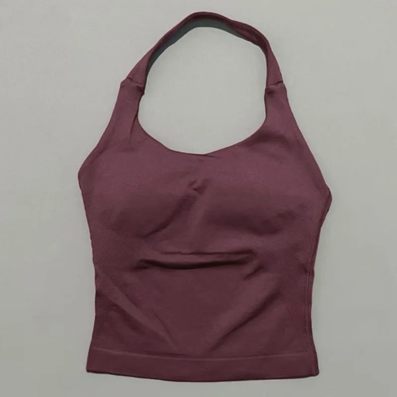 Impact Seamless Halter Tank Top Women Built-in Bra Yoga & Gym Top
