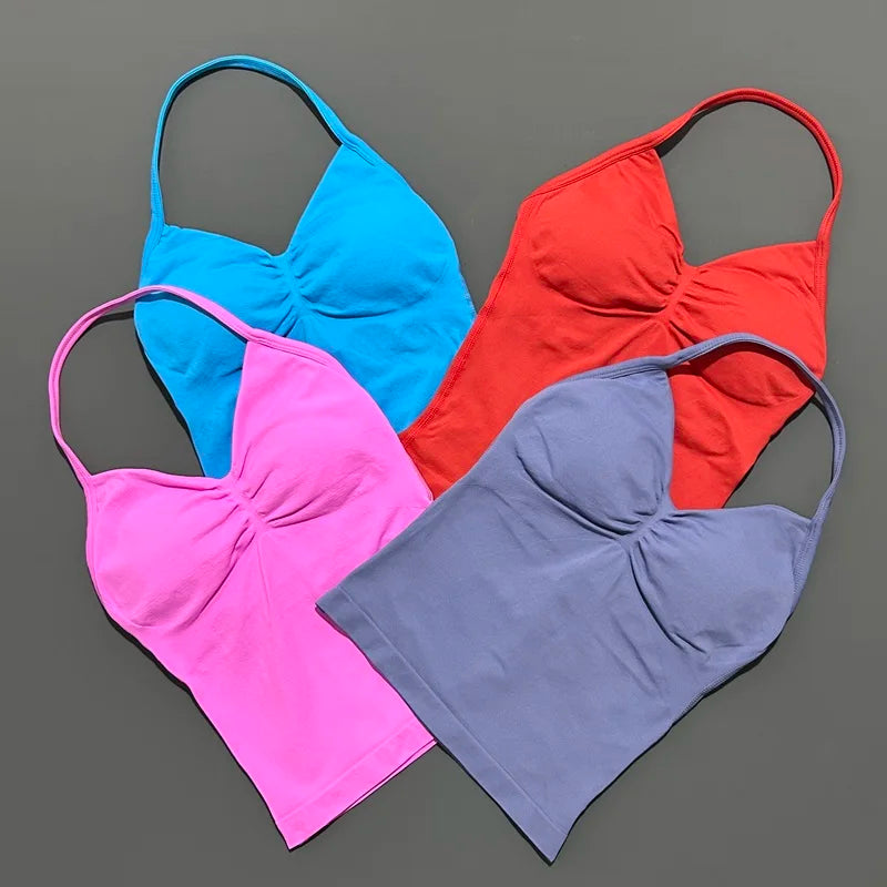 Impact Longline Strappy Sports Bra – Women Open Back Yoga Gym Top