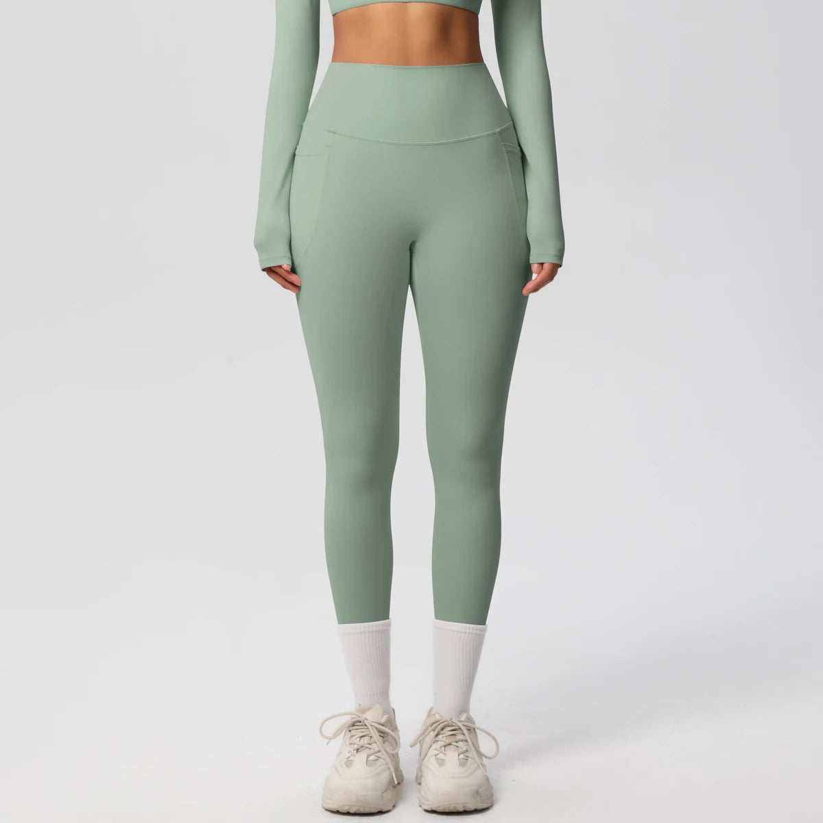 Women High Waist Push-Up Leggings Stretch Yoga Pants with Pockets