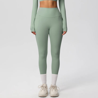 Women High Waist Push-Up Leggings Stretch Yoga Pants with Pockets
