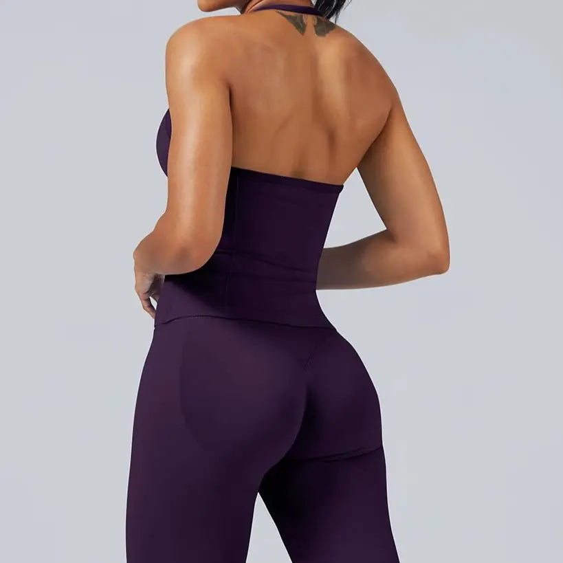 Women Longline Strappy Fitness Tank Top – Open Back Yoga Gym Bra
