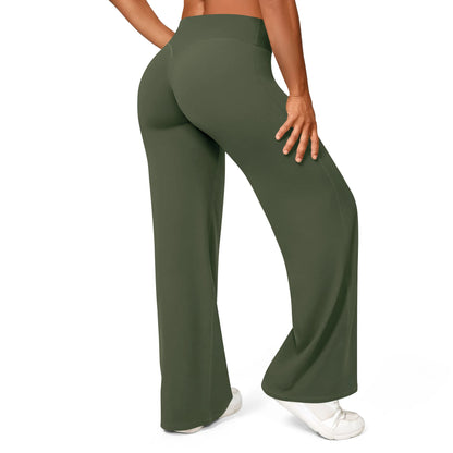 Women Butter Soft Straight-Leg Yoga Pants Mid Waist Gym Trousers