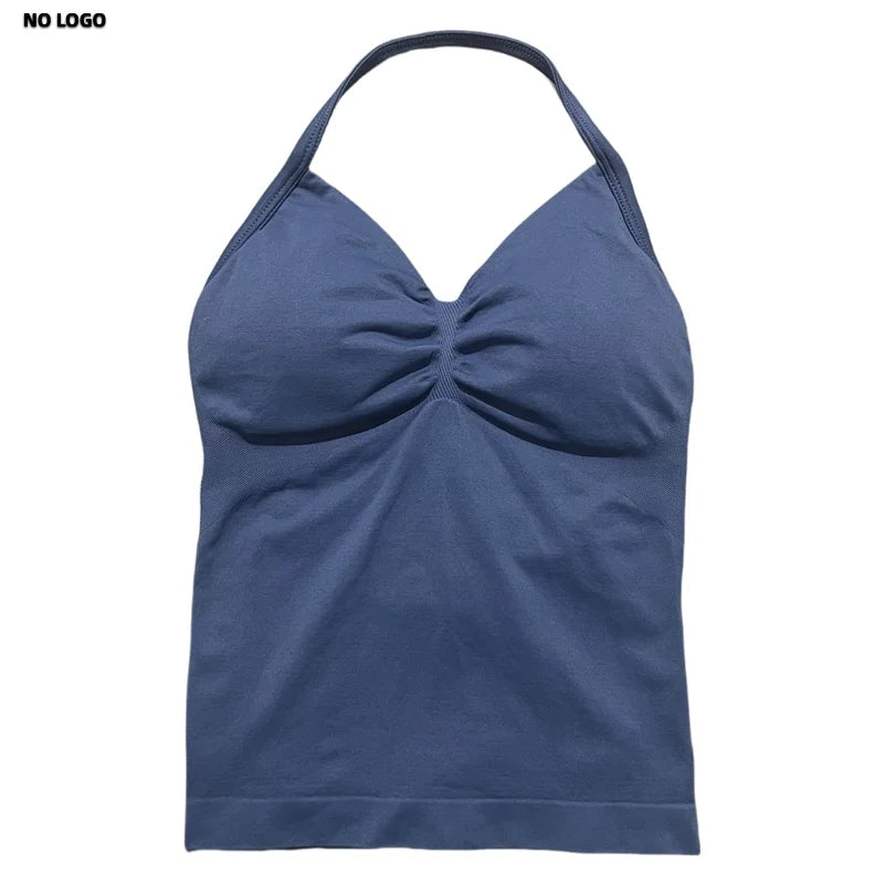 Women Longline Strappy Fitness Tank Top – Open Back Yoga Gym Bra