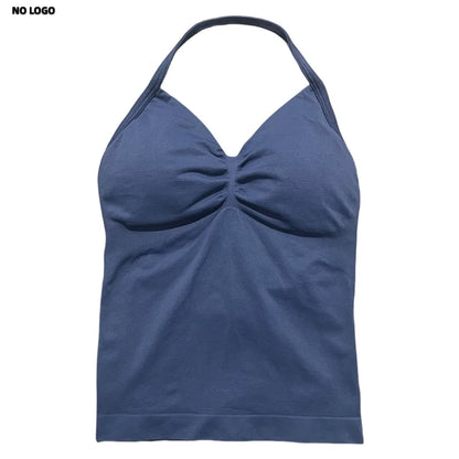 Women Longline Strappy Fitness Tank Top – Open Back Yoga Gym Bra