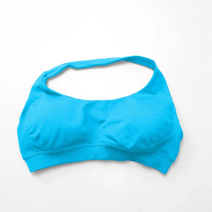 Impact Seamless Halter Sports Bra – Women High Support Open Back Gym Top