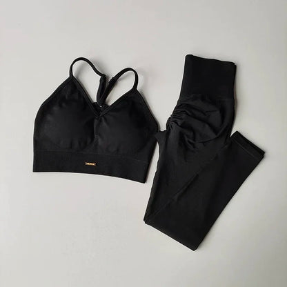 Women Peach High-Waist Yoga Set Hip-Lifting Fitness Workout Suit