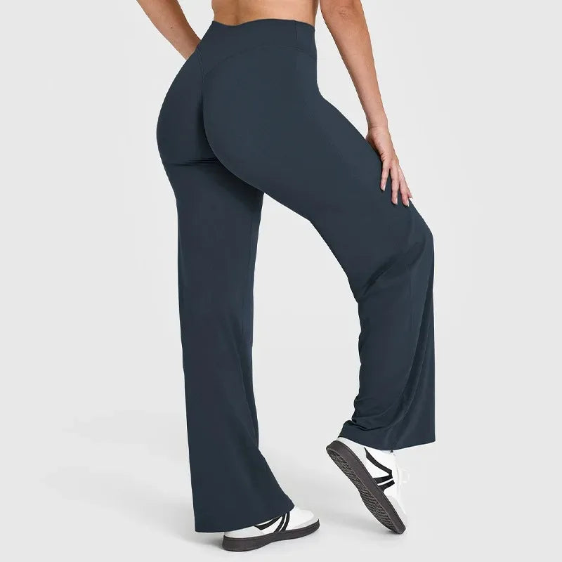 Women Butter Soft Straight-Leg Yoga Pants Mid Waist Gym Trousers