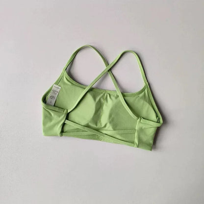 Women Cross Back Shockproof Sports Bra Sexy Gathered Gym & Yoga Top