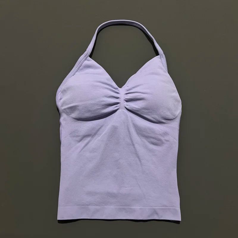 Impact Longline Strappy Sports Bra – Women Open Back Yoga Gym Top