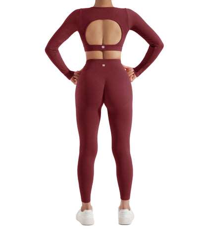 Women’s 2PCS Long Sleeve Yoga Set – Quick-Dry Gym Workout Tracksuit