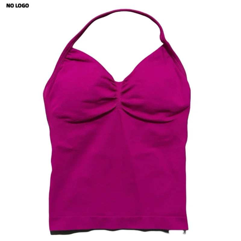 Women Longline Strappy Fitness Tank Top – Open Back Yoga Gym Bra