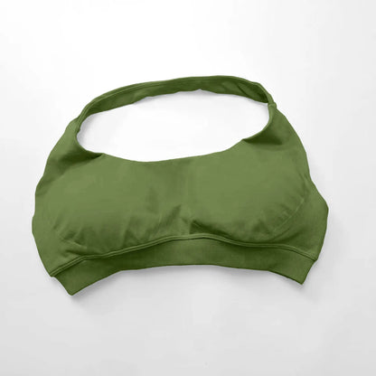 Impact Seamless Halter Sports Bra – Women High Support Open Back Gym Top