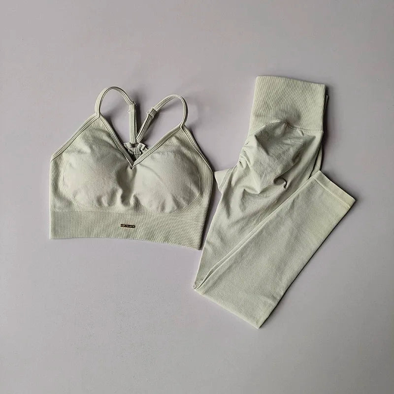 Women Peach High-Waist Yoga Set Hip-Lifting Fitness Workout Suit