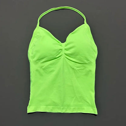 Impact Longline Strappy Sports Bra – Women Open Back Yoga Gym Top