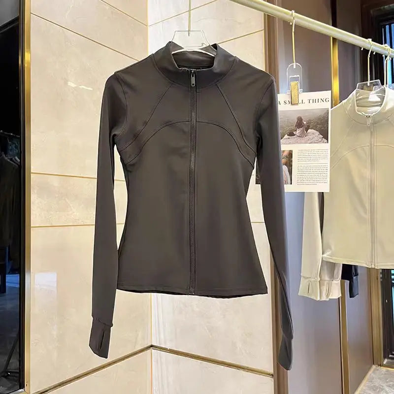 Women Quick-Dry Sports Jacket Long Sleeve Gym & Running Fitness Top