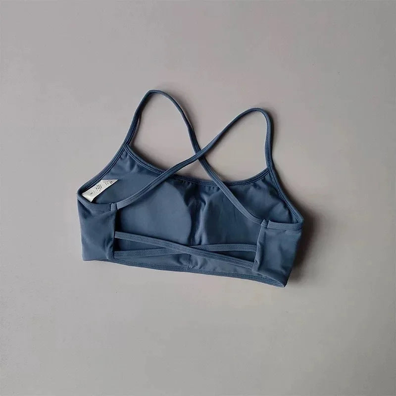 Women Cross Back Shockproof Sports Bra Sexy Gathered Gym & Yoga Top