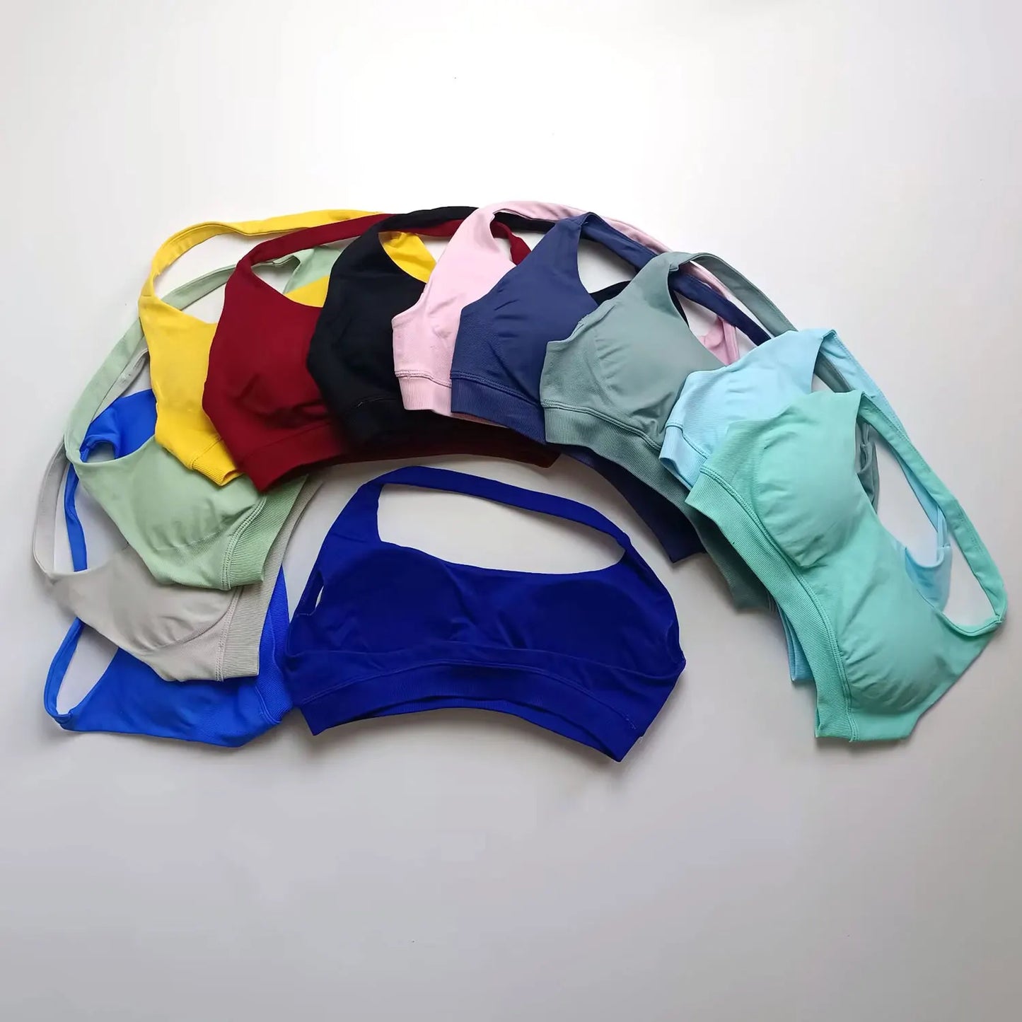 Impact Seamless Halter Sports Bra – Women High Support Open Back Gym Top