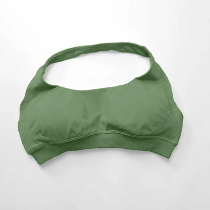 Impact Seamless Halter Sports Bra – Women High Support Open Back Gym Top
