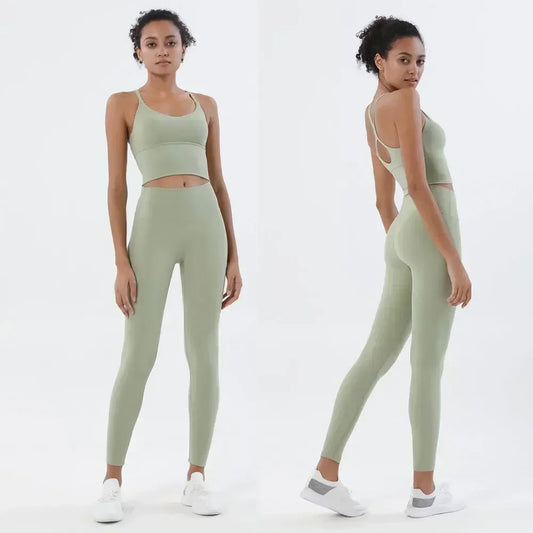 Women Seamless 2-Piece Gym Set Sports Bra & High Waist Leggings