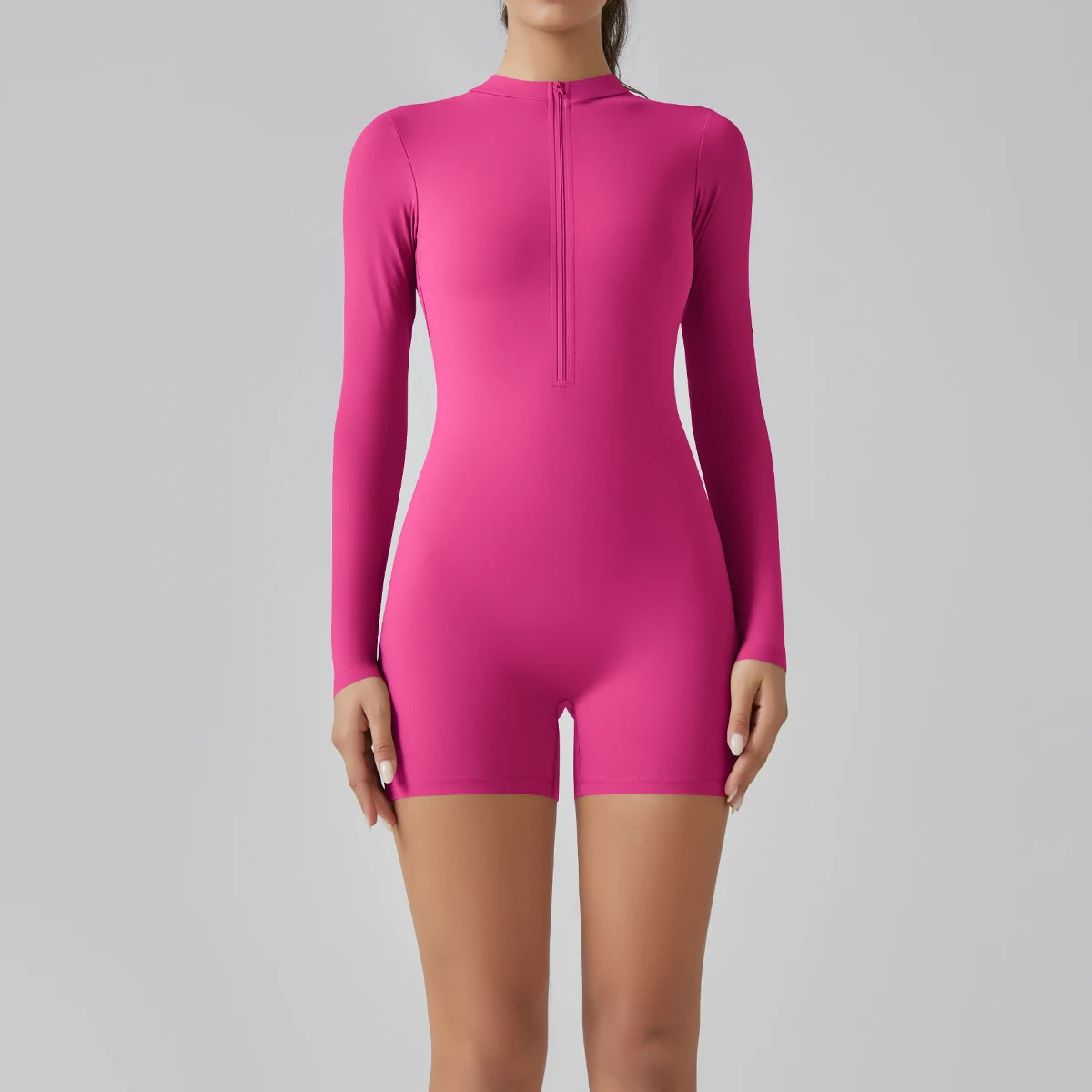 Sleek Zip-Front Body Sculpting Romper