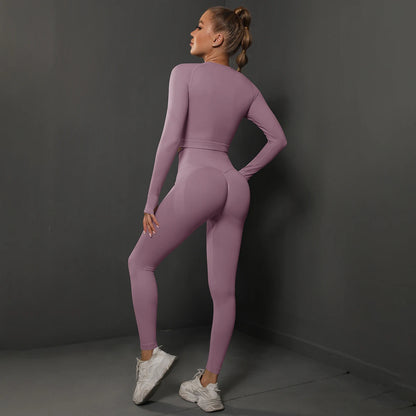 Seamless Yoga Set Crop Top High Waist Leggings Set