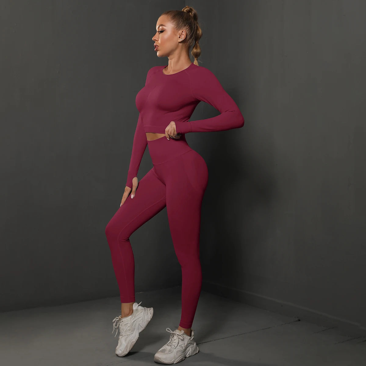 Seamless Yoga Set Crop Top High Waist Leggings Set
