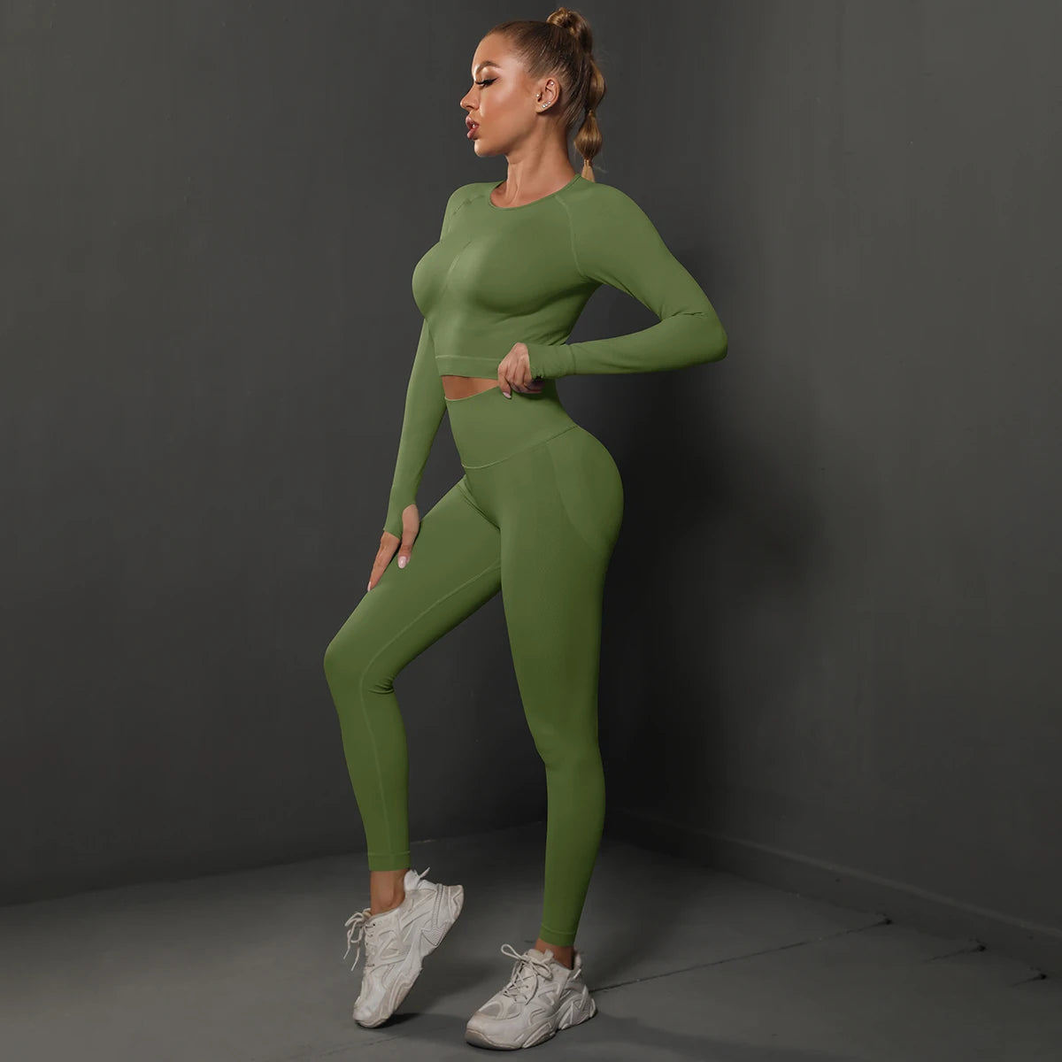 Seamless Yoga Set Crop Top High Waist Leggings Set