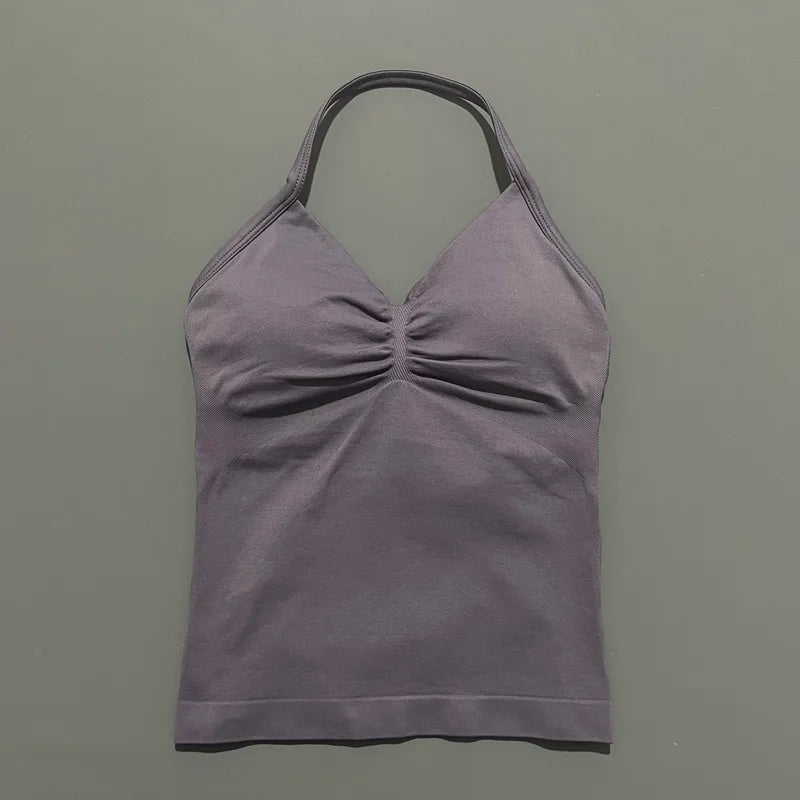 Impact Longline Strappy Sports Bra – Women Open Back Yoga Gym Top