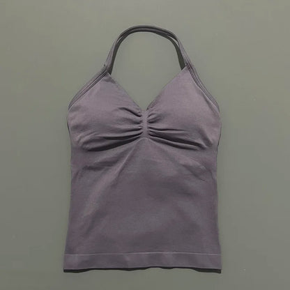 Impact Longline Strappy Sports Bra – Women Open Back Yoga Gym Top