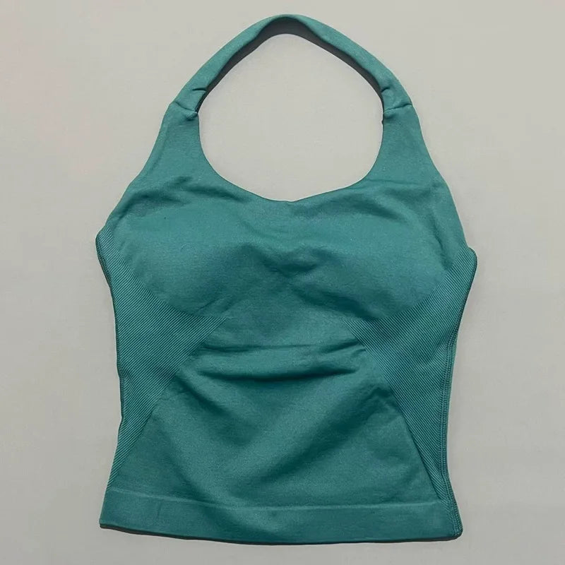 Impact Seamless Halter Tank Top Women Built-in Bra Yoga & Gym Top