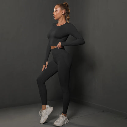 Seamless Yoga Set Crop Top High Waist Leggings Set