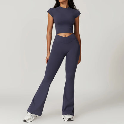 Women 2-Piece Yoga Set Crop Top & High Waist Gym Leggings