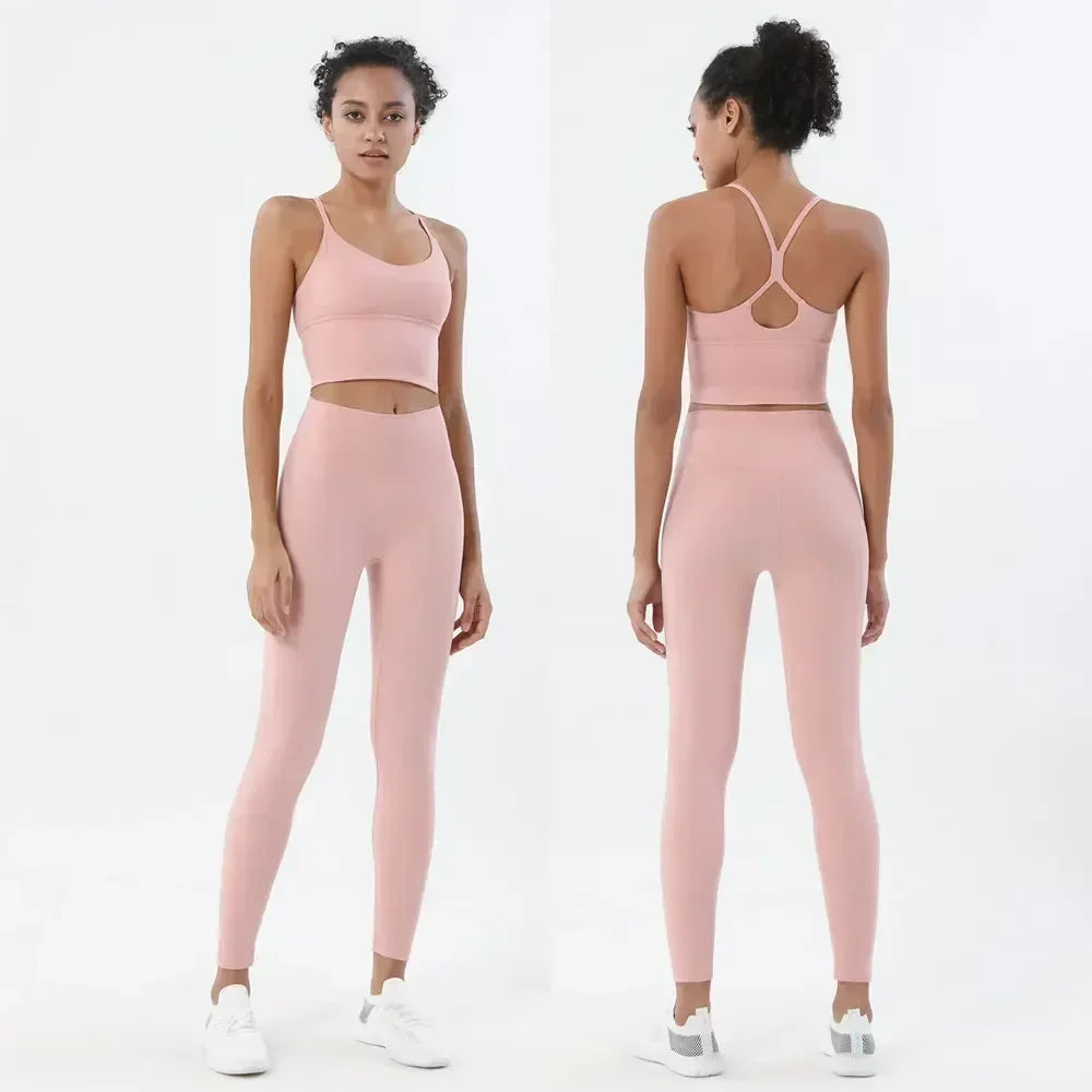 Women Seamless 2-Piece Gym Set Sports Bra & High Waist Leggings