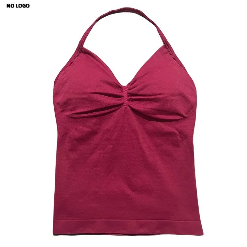 Women Longline Strappy Fitness Tank Top – Open Back Yoga Gym Bra