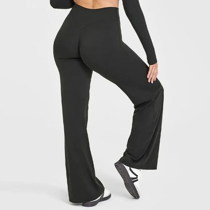 Women Butter Soft Straight-Leg Yoga Pants Mid Waist Gym Trousers